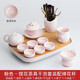 一品仟堂功夫茶具套裝干泡茶具家用側(cè)把壺蓋碗茶盤整套辦公室簡(jiǎn)約捏花套裝 粉色-捏花茶具干泡套裝配禪花杯