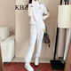 KBZ運(yùn)動(dòng)套裝女輕奢潮牌2025夏季新款洋氣短袖長(zhǎng)褲休閑跑步運(yùn)動(dòng)兩件套 白色套裝 M