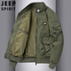 JEEP SPIRIT2025飛行員夾克春秋季男款美式工裝休閑寬松棒球服上衣外套潮 6045軍綠色(春秋款) 3XL 建議175-190斤