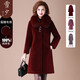 雪夕（XUEXI）媽媽裝紅色冬裝外套皮草過(guò)年衣服中老年女裝皮毛一體羊剪絨大衣