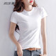 棲紀 白色t恤女短袖夏季潮版新款半高領(lǐng)純色打底修身上衣洋氣 白色 XL  建議(106-115斤)