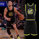 千格鹿nba勇士庫里球衣湖人東契奇籃球服套裝男款比賽校隊隊服定制團購 30號庫里-城市版勇士黑色 2XL碼（170-175CM 130-150斤）