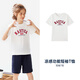 NAUTICA童裝男童女童短袖T恤兒童涼感親膚上衣打底衫t恤春裝衣服 白色-涼感印花 165