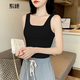 別語(yǔ) 黑色吊帶背心女夏季新款內搭外穿運動(dòng)美背秋冬打底無(wú)袖短款上衣 黑色【方領(lǐng) 短款】 XL (106-120斤)