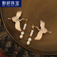 默研（MOYAN）古風(fēng)發(fā)夾仙鶴邊夾手工漢服對(duì)夾古裝流蘇鴨嘴夾配飾日常百搭發(fā)飾品 鶴唳【金色帶流蘇】一對(duì) A27-305
