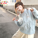 DXOT韓系甜美慵懶感藍(lán)色毛衣女秋冬季2025新款寬松加厚套頭針織衫上衣 藍(lán)色 M 45/55kg