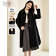 初申毛呢大衣女可拆卸針織領(lǐng)撞色100%純羊毛雙面呢大衣外套S144G1006