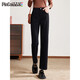 品彩（PinCai）牛仔褲女春秋黑色直筒長(cháng)褲顯瘦顯高休閑牛仔長(cháng)褲P143N1009