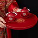 京唐婚禮結婚托盤(pán)果盤(pán)訂婚備婚紅色婚慶用敬茶盤(pán)喜糖盤(pán)子結婚用品