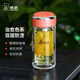 希諾（HEENOOR）雙層玻璃杯女士濾網(wǎng)帶蓋珠光花茶杯耐熱防燙便攜泡茶水杯子禮盒裝 橙色 240ml