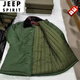 JEEP SPIRIT軍綠皮大衣男冬季加厚加絨長款迷彩勞保棉襖中長黃保安棉服加絨綠 綠色過臀士兵短款 小號160斤以下