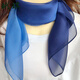 玳琪漸變色小方巾女100%真絲桑蠶絲小絲巾春夏秋薄款圍巾百搭防曬紗巾 洋藍色