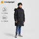 moodytiger兒童羽絨服男女童冬季中長款三防加厚運動保暖鵝絨服可拆卸防風帽 炭黑色 140 cm