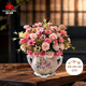 愛已裝糖仿真花擺件假花花束塑料花套裝干花陶瓷花瓶客廳餐桌裝飾 粉色