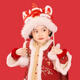 溪谷幽幽祥瑞新年親子可愛(ài)虎頭帽女休閑2025年新年帽冬護耳動(dòng)耳帽保暖加厚 可愛(ài)祥瑞虎頭護耳帽-兒童