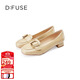 迪芙斯女鞋春秋新款單鞋女樂(lè )福鞋羊皮圓頭裝飾扣低跟鞋女DF33111124 氣質(zhì)灰褐色 37