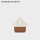 CHARLES&KEITH柔軟毛絨手提斜挎托特包女生日禮物CK11-30271445 Brown棕色 小包