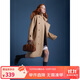 ELLE KIDS春秋款英倫風(fēng)大口袋刺繡長(cháng)款風(fēng)衣女童舒適耐穿復古防風(fēng)外套 咖色