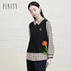 FINITY菲妮迪假兩件雪紡衫秋季新款襯衫領(lǐng)設計感拼接上衣女 黑色 M