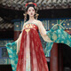 重回漢唐X17周年 并蒂榮華原創(chuàng)唐制漢服婚服重工大袖鳳冠霞帔女款 孔雀綠披帛/現(xiàn)貨 均碼