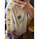 靖颯 美式高街刺繡短袖t恤男夏季字母正肩痞帥小眾款純色半截袖上衣服 淺灰色 XL