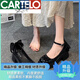 卡帝樂(lè )鱷魚(yú)（CARTELO）小皮鞋女厚底2025春季新款配裙子法式高跟鞋復古蝴蝶結瑪麗珍單鞋 黑 色(精品升級). 偏大一碼 37