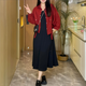 勤度胖妹妹春秋穿搭兩件套大碼女裝春季不規則短外套百搭背心裙胖mm顯 紅色外套【胖mm遮肚藏肉套裝/微 2XL(建議140-160斤)