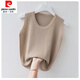 皮爾卡丹（pierre cardin）23年新款冰絲圓領(lǐng)吊帶背心女夏韓版百搭無袖內(nèi)搭針織打底衫外穿上 駝色 2XL 建議130-145斤