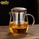 塔馳密司（TOUCH MISS）玻璃泡茶壺帶把手玻璃杯功夫茶具家用過(guò)濾茶水分離花茶壺沖茶器 木蓋蘑菇杯(500ml)-單壺