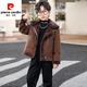皮爾卡丹（pierre cardin）男女寶寶兒童鹿皮絨外套冬季新款韓版兒童裝洋氣加厚皮毛一體大衣 咖啡色皮毛一體 140 碼適合身高130cm