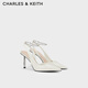 CHARLES&KEITH亮鉆鏈條腕帶尖頭高跟涼鞋女七夕禮物送女友CK1-60280436 Cream奶白色 36