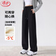 浪莎高腰運動(dòng)褲女秋冬加絨加厚美式寬松直筒闊腿褲兩穿衛褲休閑褲子女