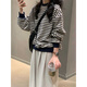 燦圖韓系條紋加絨衛(wèi)衣女秋冬季新款加厚內(nèi)搭打底衫小個(gè)子休閑上衣服女 杏色常規(guī)款 L