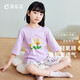 頂瓜瓜兒童短袖睡衣套裝夏季女童純棉透氣家居服七分袖 6303紫色 150