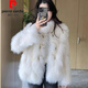 皮爾卡丹（pierre cardin）白色毛毛環(huán)保狐貍毛皮草貂絨外套女洋氣短款大衣皮毛一體加厚秋冬 白色(環(huán)保仿皮草) L (建議115-125斤左右)