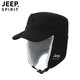 JEEP SPIRIT帽子男女戶(hù)外防風(fēng)保暖防寒棉帽加絨護耳帽中老年人冬帽男款平頂帽 黑色 均碼