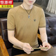 恒源祥夏季新款針織t恤男士短袖韓版修身薄款透氣冰絲半袖潮流休閑上衣 2315卡其 2XL