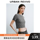 UR七夕秋季新款女裝格雷系鉆飾肌理感短袖針織衫UWG940217 中灰 S