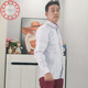 軒宇錦跨境爆款長袖襯衫免燙抗皺條紋棉襯衫男士襯衣休閑shirt歐高檔服 白底藍色條紋商務 休閑 長袖襯衫 XS （中國碼XL） 適合1.70米左右