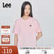 Lee25新品舒適版圓領(lǐng)X-Crew像素徽標設(shè)計粉色女短袖T恤顯瘦休閑潮 粉色 M