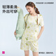 都市麗人夏季舒適睡衣卡通印花寬松短袖中褲透氣少女家居服套裝 2H42B4 奶油白 M