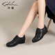 沙馳（SATCHI）女鞋新款時(shí)尚坡跟透氣休閑鞋2025年春夏新款復古單鞋樂(lè )福鞋女 黑色（L258055B8010） 36
