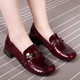 玲峰 2022新款春季真皮平底大碼女鞋40-43春款簡(jiǎn)約百搭漆皮休閑時(shí)尚舒適軟皮軟底粗跟樂(lè )福鞋單鞋 酒紅色 40