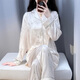 TFZF高端真絲睡衣女春秋長(cháng)袖送媽媽生日禮物夏季桑蠶絲家居服禮盒套裝 雅致-白花 XL