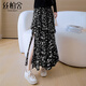 絲柏舍荷葉邊半身裙2026春夏新款女裝碎花A字開(kāi)衩雪紡中長(cháng)裙