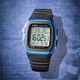 卡西歐（CASIO）手表戶外運(yùn)動(dòng)防水時(shí)尚簡約復(fù)古學(xué)生小方表W-96H-1A 2A 1B2A電子表 W-96H-2A藍(lán)色邊框