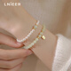 Lnieer925銀施家珍珠手鏈女生精致和田玉手鐲送女友手串情人節(jié)七夕禮物 【925銀】珍珠和田玉手鏈