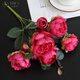 黛莉森高檔5叉多頭牡丹仿真花束假花仿生花擺件客廳餐桌茶幾裝飾品擺設 玫紅 單束