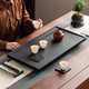 哈駱頓（HALODN）茶盤烏金石紋客廳辦公室茶盤合成石頭功夫茶臺(tái)茶海茶盤下排水茶具 大道至簡80*37cm 【堅(jiān)硬合成石，下單即送7件套】