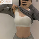 莫代爾純棉少女固定杯文胸抹胸防走光小胸聚攏一體式運動防震美背內(nèi)衣女 白色【質(zhì)量版】 背扣款 M 83-100斤